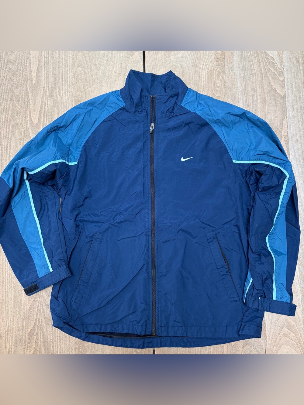 Nike Navy and Light Blue Track Jacket Vintage Y2K 90s